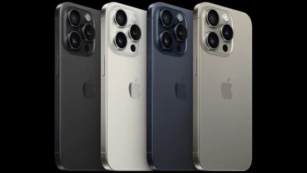 iPhone 15 Pro có các màu Titan Xanh, Titan Tự nhiên, Titan Đen và Titan Trắng