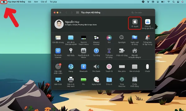 Kết nối iPhone với MacBook và truy cập cài đặt ID Apple