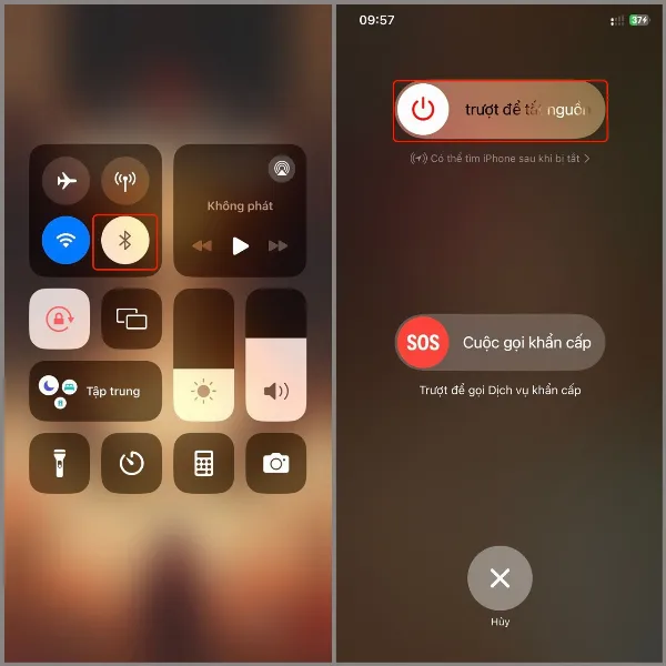Khởi động lại iPhone để sửa lỗi kết nối Bluetooth