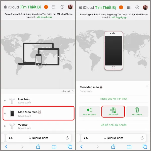 Kích hoạt Chế độ mất trên iPhone