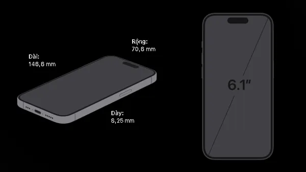 Kích thước iPhone 15 Pro