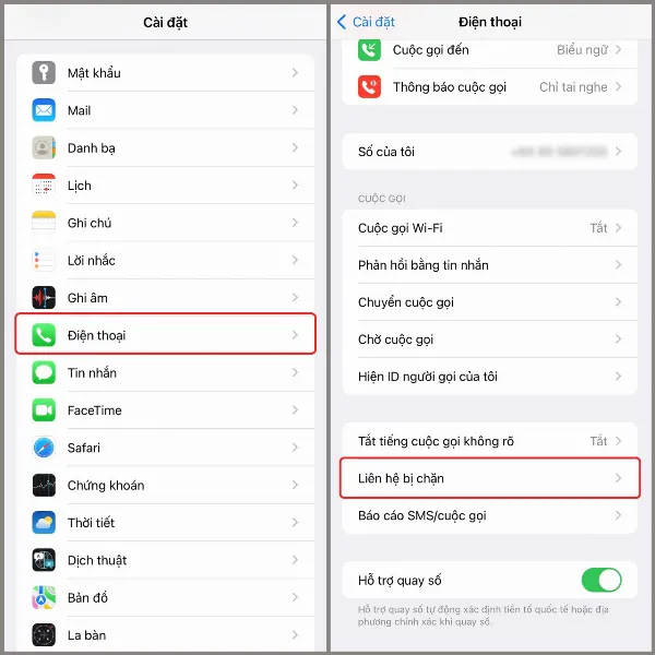 iPhone không gọi được phải làm sao? 7 cách khắc phục tình trạng này cực đơn giản chỉ với vài thao tác 3 Kiểm tra danh sách liên hệ bị chặn trong phần Cài đặt Điện thoại