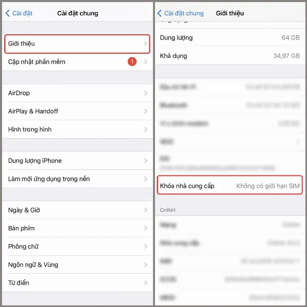 Kiểm tra mục Khóa nhà cung cấp trong phần Giới thiệu