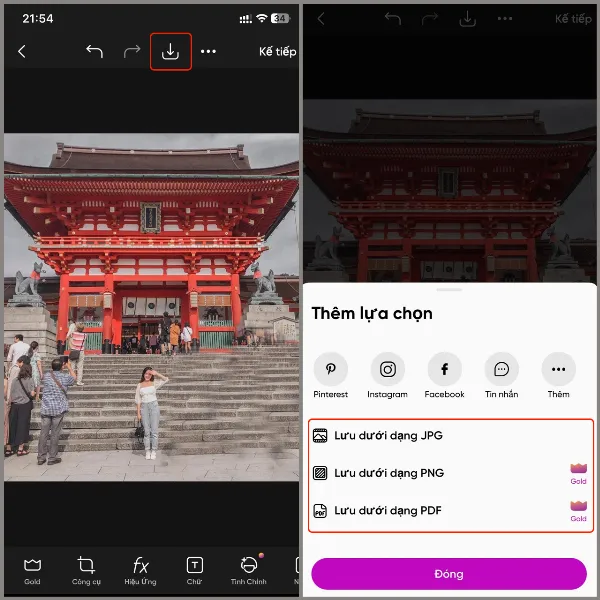 Lưu ảnh sau khi hoàn tất chỉnh sửa