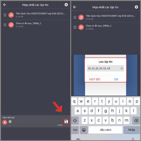 Cách ghép các đoạn ghi âm trên iPhone siêu dễ, giúp bạn có một bản ghi âm hoàn chỉnh như ý muốn 4 Lưu file ghi âm đã ghép và đặt tên cho file