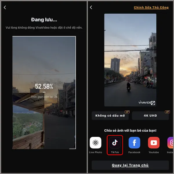 Lưu video và chia sẻ lên mạng xã hội
