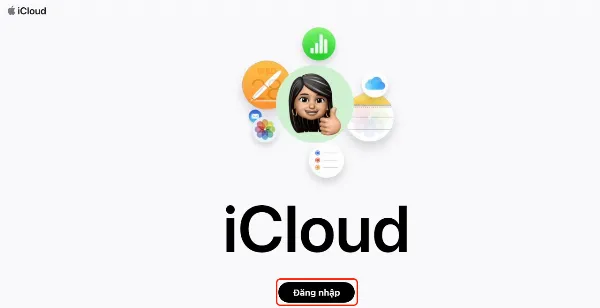 Màn hình đăng nhập iCloud trên máy tính, yêu cầu nhập ID Apple và mật khẩu