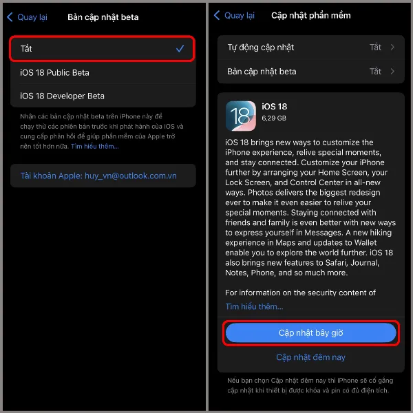 Cách cập nhật iOS 18 chính thức để trải nghiệm những tính năng mới mẻ và tăng cường bảo mật cho máy 3 Màn hình iPhone hiển thị tùy chọn Cập nhật bây giờ cho iOS 18