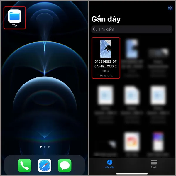 Mở ảnh vừa tải về từ iCloud trong ứng dụng Tệp