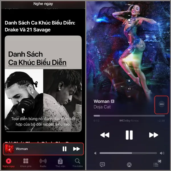 Mở Apple Music và chọn bài hát muốn xem album
