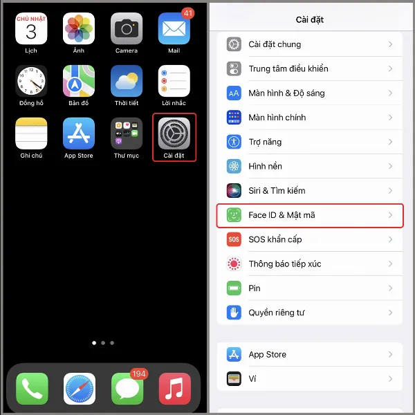 Cách cài 2 Face ID cho iPhone 11 series cực đơn giản, để người thân thiết của bạn có thể cùng sử dụng chung 1 Mở cài đặt Face ID và mật mã trên iPhone