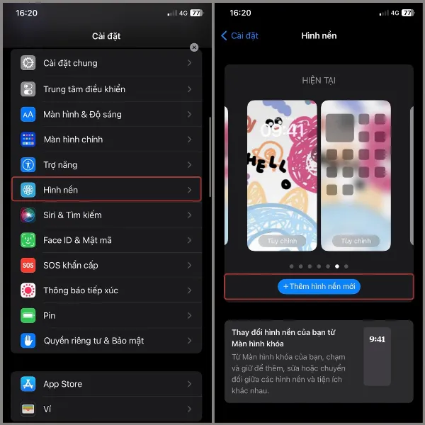 Mở cài đặt hình nền trên iPhone 12