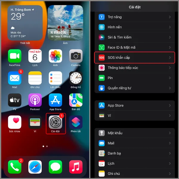 Cách tạo ID y tế trên iPhone để người khác giúp đỡ bạn kịp thời trong những trường hợp khẩn cấp 1 Mở cài đặt SOS khẩn cấp trên iPhone