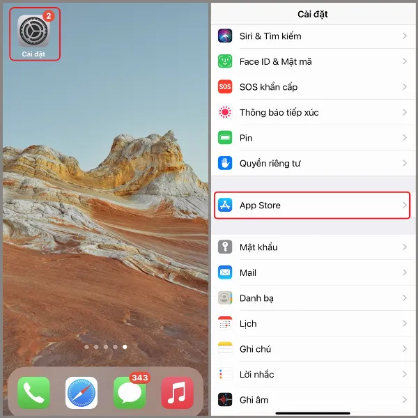 Mở Cài đặt và chọn App Store