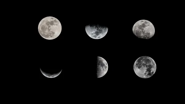 Mô tả chi tiết tính năng xem tuần trăng trên iOS 17, hiển thị hình ảnh mặt trăng, thời gian trăng mọc, trăng lặn, và các thông số liên quan