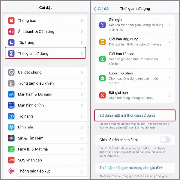 Cách khóa ứng dụng trên iPhone vô cùng đơn giản, giúp bạn có thể bảo mật thông tin riêng tư an toàn 100% 2 Mô tả thao tác truy cập Cài đặt, chọn Thời gian sử dụng và đặt mật mã