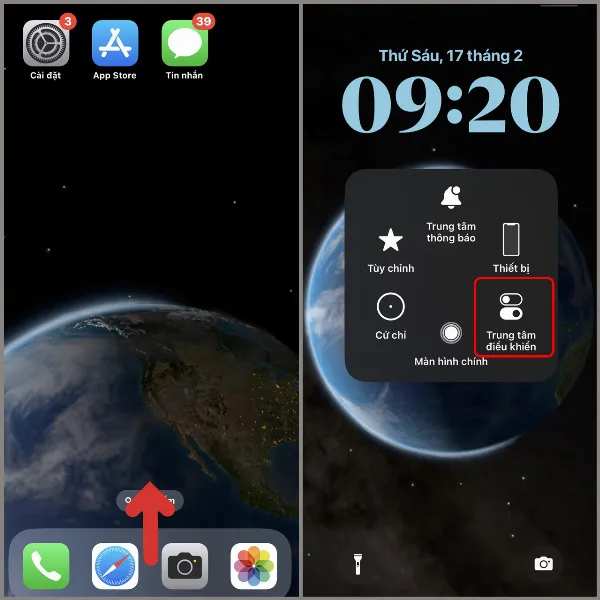 Mở Trung tâm điều khiển trên iPhone