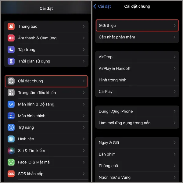 Cách đổi tên iPhone cực kỳ đơn giản, nhanh chóng để thể hiện cá tính riêng của bản thân, tham khảo ngay! 1 Mở ứng dụng Cài đặt, chọn Cài đặt chung, sau đó chọn Giới thiệu để thay đổi tên iPhone