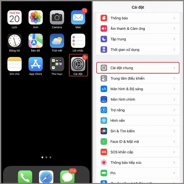 Mở ứng dụng Cài đặt trên iPhone