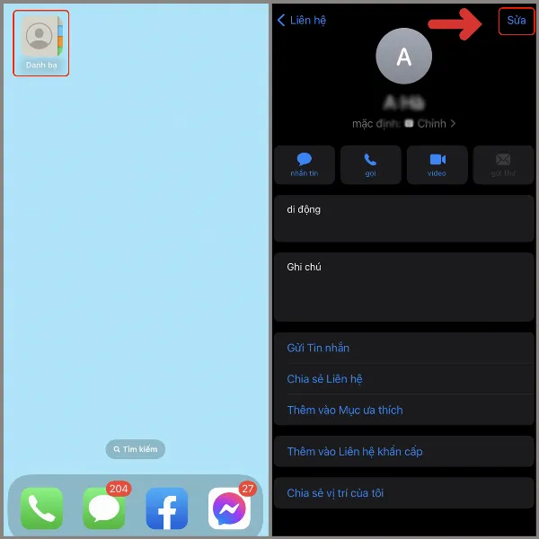 Mở ứng dụng danh bạ trên iPhone 6, iPhone 6 Plus