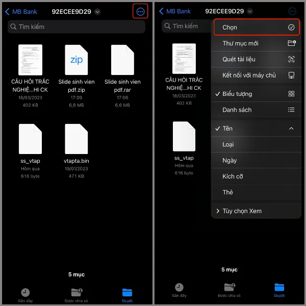 Mở ứng dụng Tệp, chọn file cần giải nén