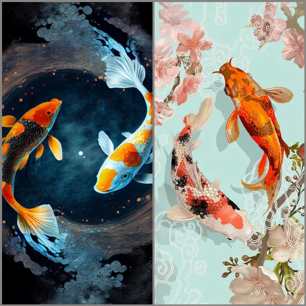 Một hình nền cá Koi khác với màu sắc hài hòa và bố cục đẹp mắt