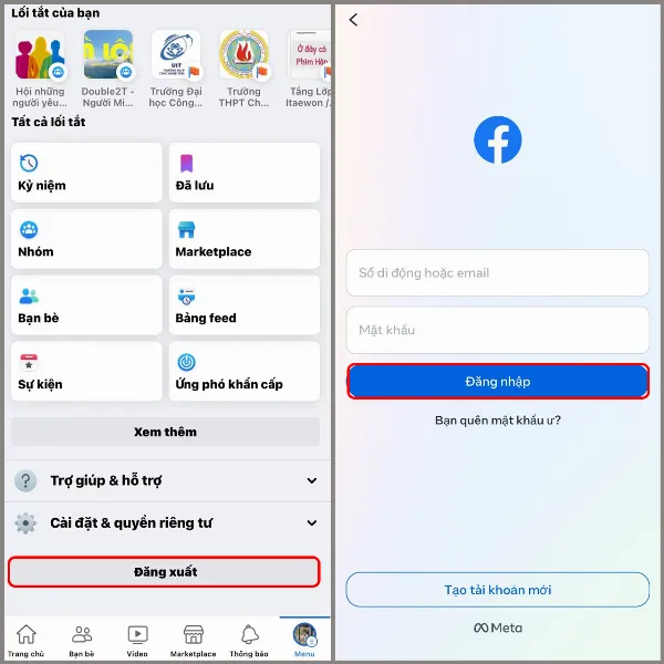 Không up được video lên Facebook phải làm sao? 10 cách sửa lỗi đơn giản mà hiệu quả bất ngờ 3 Một người đang đăng xuất và đăng nhập lại tài khoản Facebook của mình