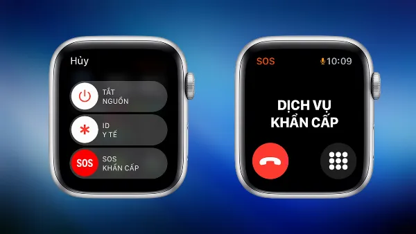Một người đang kích hoạt SOS khẩn cấp trên Apple Watch