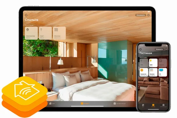 Một người đang sử dụng iPhone để điều khiển các thiết bị nhà thông minh thông qua ứng dụng Home, thể hiện sự tiện lợi và linh hoạt của hệ sinh thái HomeKit