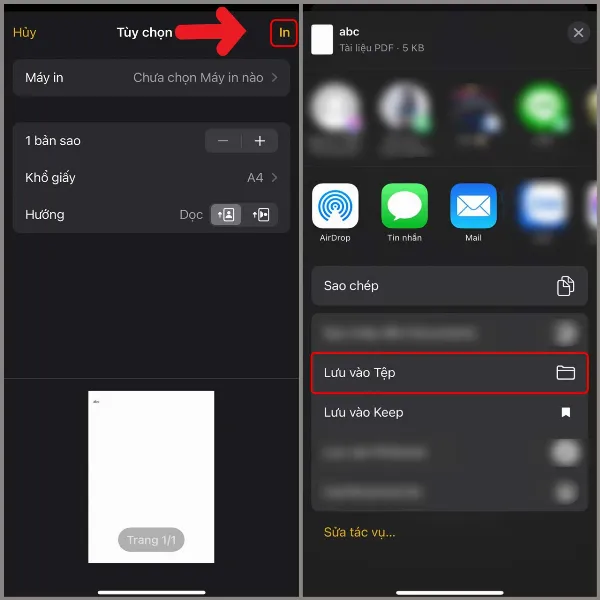 Nhấn lại vào nút In và chọn Lưu vào Tệp để lưu ghi chú dưới dạng PDF