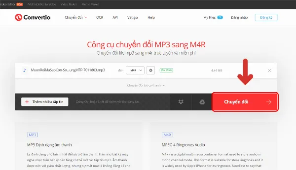Nhấn nút Chuyển đổi để bắt đầu quá trình