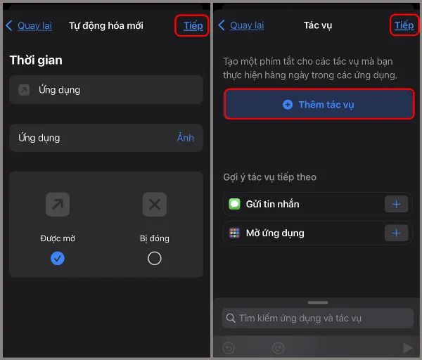 Nhấn Tiếp và chọn Thêm tác vụ.