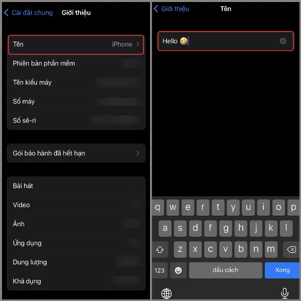 Cách đổi tên iPhone cực kỳ đơn giản, nhanh chóng để thể hiện cá tính riêng của bản thân, tham khảo ngay! 2 Nhấn vào mục Tên, sau đó nhập tên mới và nhấn Xong để hoàn tất đổi tên iPhone