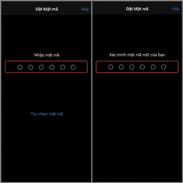 Nhập mật khẩu 6 số, sau đó xác nhận lại mật khẩu