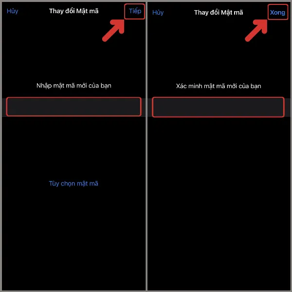 Nhập mật khẩu số tùy chỉnh, xác nhận lại mật khẩu