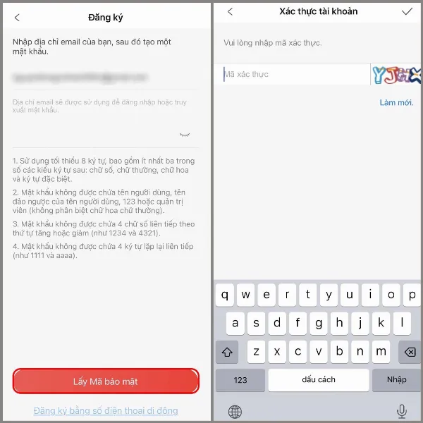 Nhập thông tin và mã xác thực để đăng ký Hik-Connect