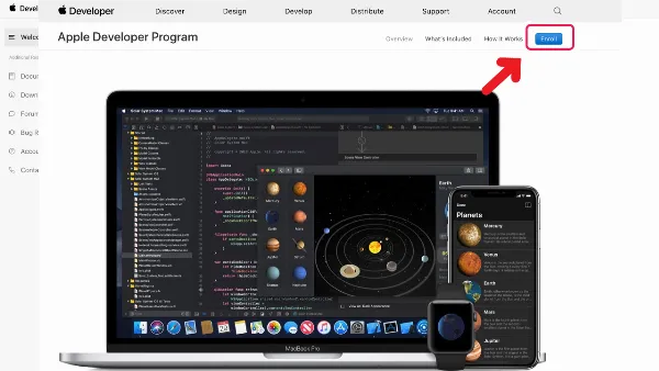 Nút "Enroll" để bắt đầu đăng ký