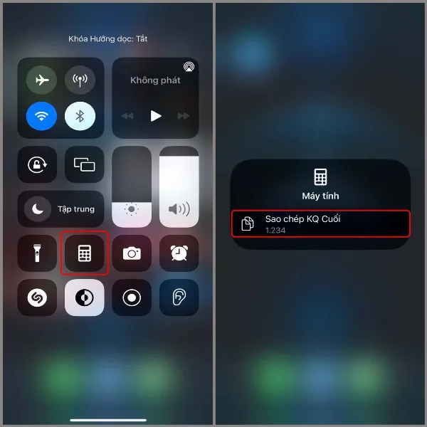 Sao chép nhanh kết quả cuối cùng từ trung tâm điều khiển