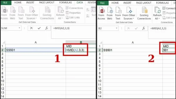 Sử dụng hàm MID