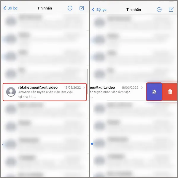 Tắt thông báo tin nhắn rác