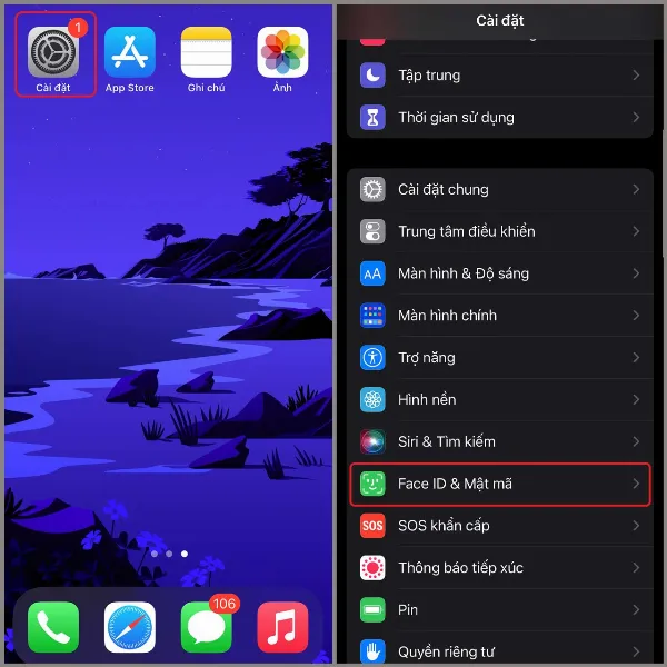 tat trung tam thong bao tren iphone