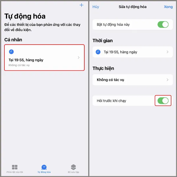 Cách tắt thông báo tự động hóa khi chạy phím tắt của iPhone cực đơn giản, không còn làm phiền bạn 2 Tắt tùy chọn Hỏi trước khi chạy trong cài đặt tự động hóa