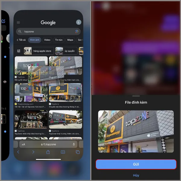 Thả ảnh trực tiếp vào ứng dụng để gửi