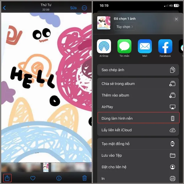 Thao tác chọn ảnh và dùng làm hình nền trên iPhone 12 series