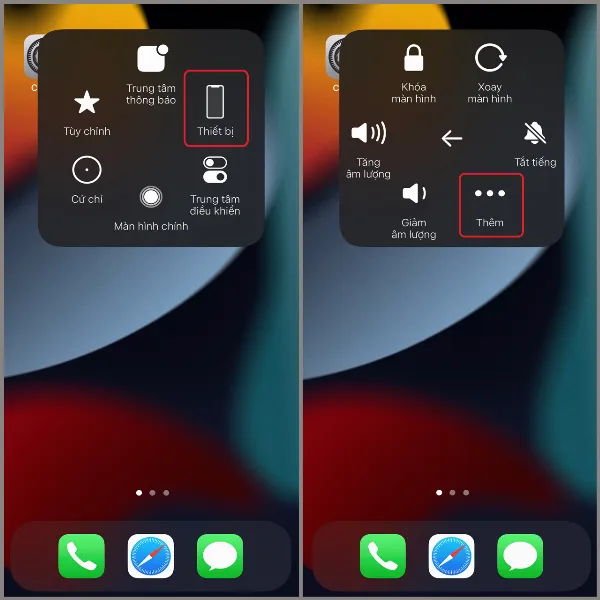 Thao tác trên nút Home ảo để khởi động lại iPhone