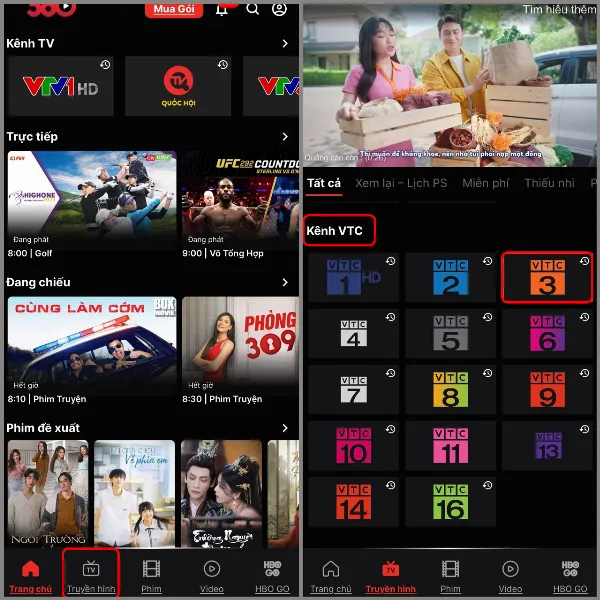 Thao tác xem Bundesliga trên VTC3 thông qua TV360