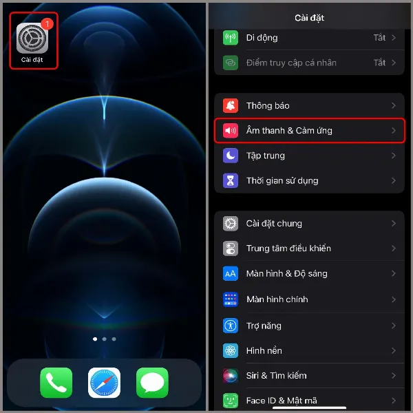 Thay đổi cài đặt âm thanh và cảm ứng