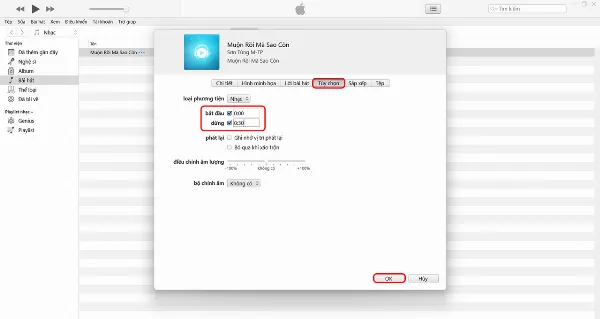 Thiết lập thời gian bắt đầu và dừng nhạc chuông