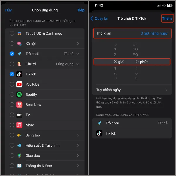 Thiết lập thời gian sử dụng ứng dụng trên iPhone