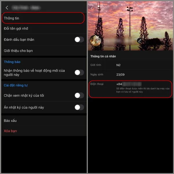 Thông tin cá nhân trên Zalo
